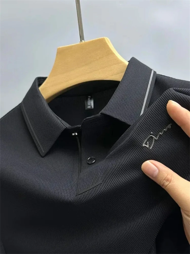 

Hot Sale Brand Design Men's Polo Shirt Lapel Letter Print Short Sleeve Traceless Solid T-Shirt Summer New Fashion Exquisite Men