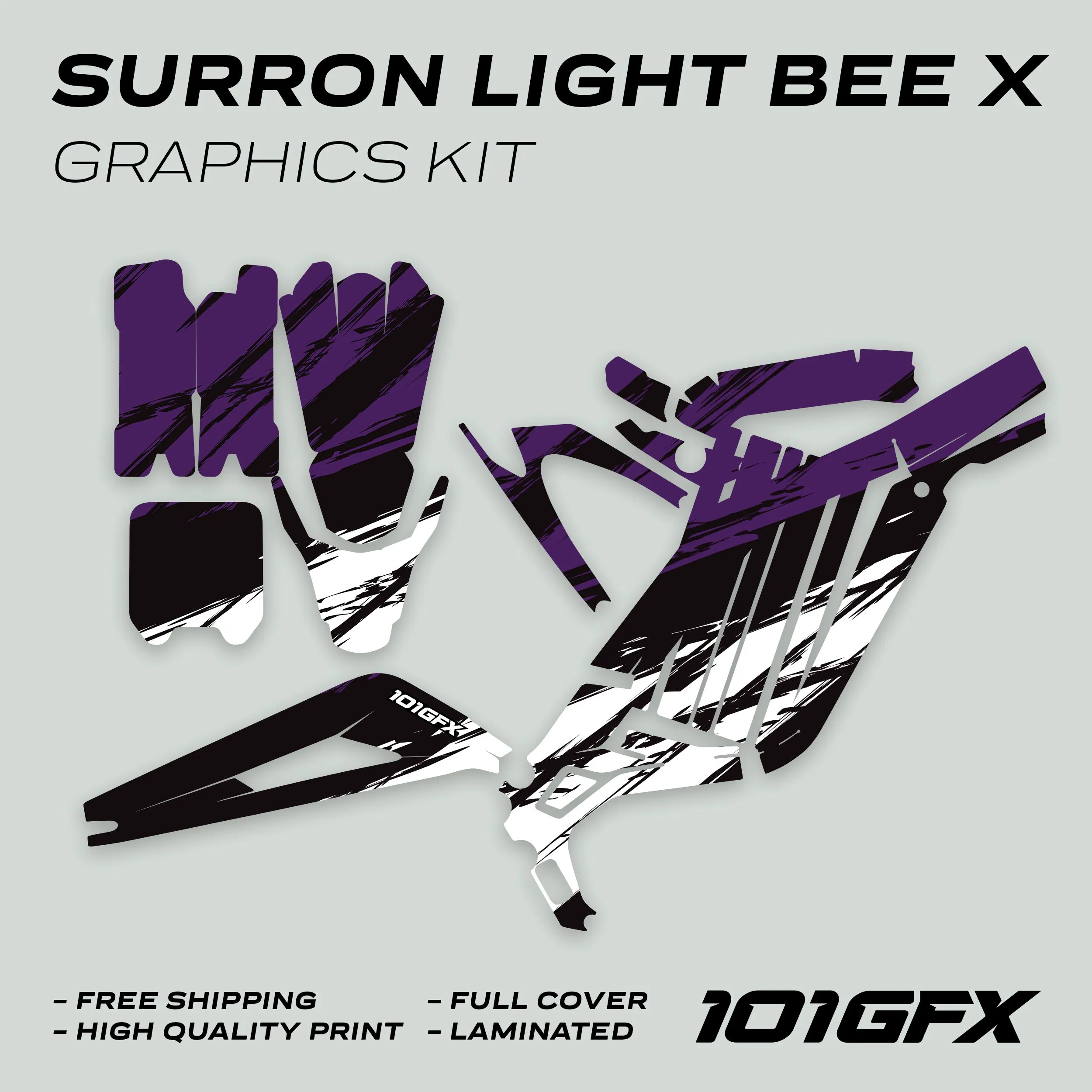 Graphics Kit SLICE BLACK PURPLE Stickers Grunge Scratch Style Laminated  L1E eBike Emoto For Surron Light Bee X