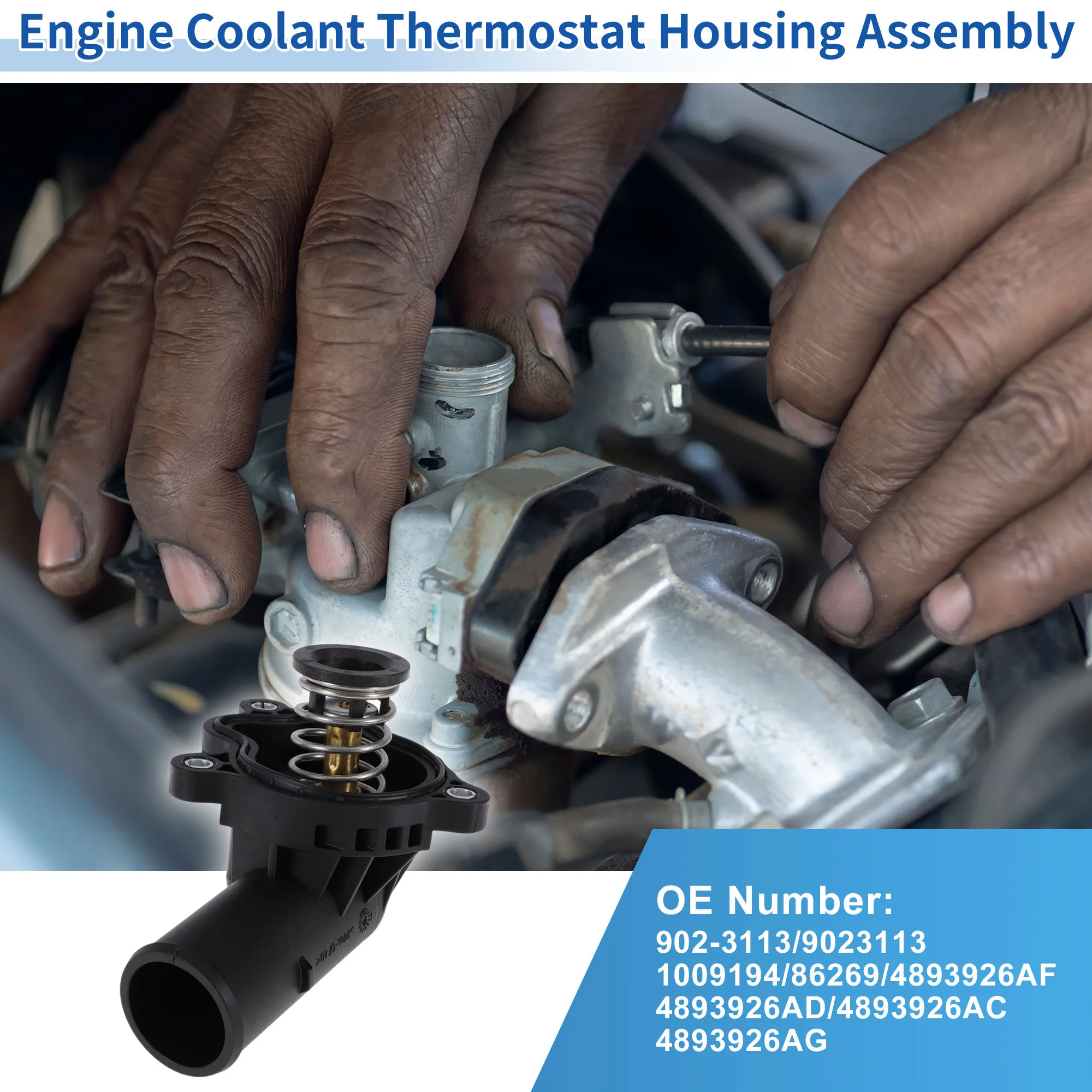 

UXCELL пластиковый корпус термостата охлаждающей жидкости двигателя в сборе для Dodge Durango V6 3.6L 16-22 замена No 902-3113