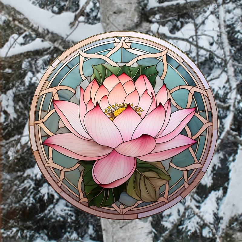 Pink Lotus Pattern Electrostatic Glass Window Sticker Waterproof Bathroom Door Anti-collision Decor Static Cling Glass Decal#17