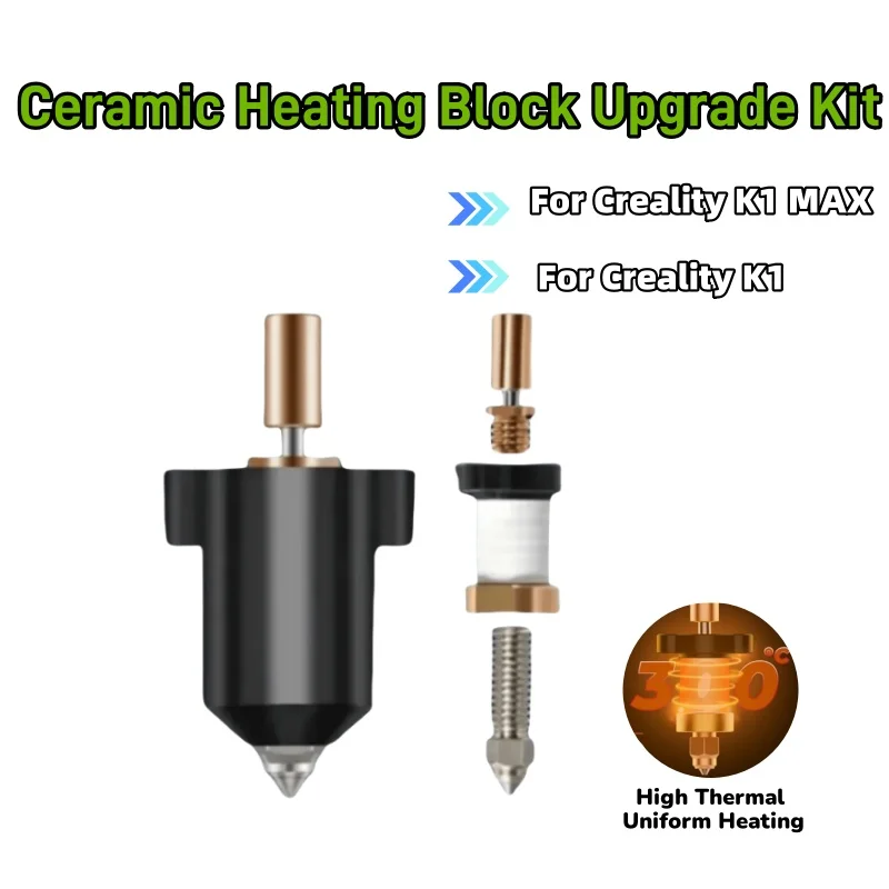 

For Creality K1 / K1 Max Hotend Kit Ceramic Heating Block Nozzle Extruder High Speed High Flow For Creality K1 Series Upgrade
