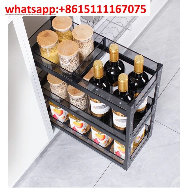 Duoli Black Spice Pull Out Basket, Narrow Size Seasoning Storage Rack, Kitchen Cabinet Inner Drawer Organizer for Condiments
