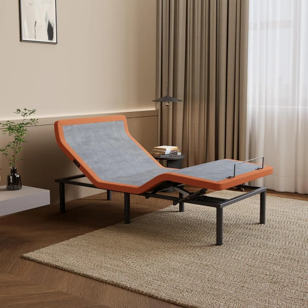 قاعدة سرير بإطار سرير قابل للتعديل مع تدليك، إمالة وسادة، مائل مريحة، انحدار الجاذبية، منفذ USB مزدوج، ضوء تحت السرير