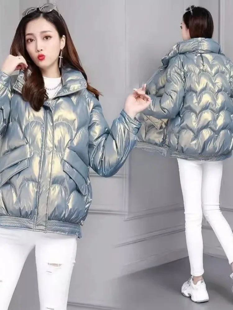 non-waable-korean-sle-women's-cotton-jaet-ort-padded-loose-fit-winter-coat-with-down-cotton-tee-piece-set