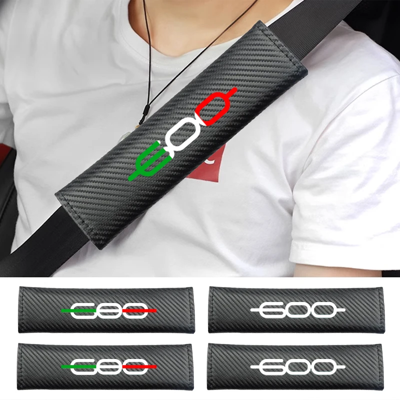 أغطية حزام مقعد السيارة من ألياف الكربون ، واقي الكتف ، وسادة لـ FIAT our E 600L S ، وسادة حمراء من FIAT