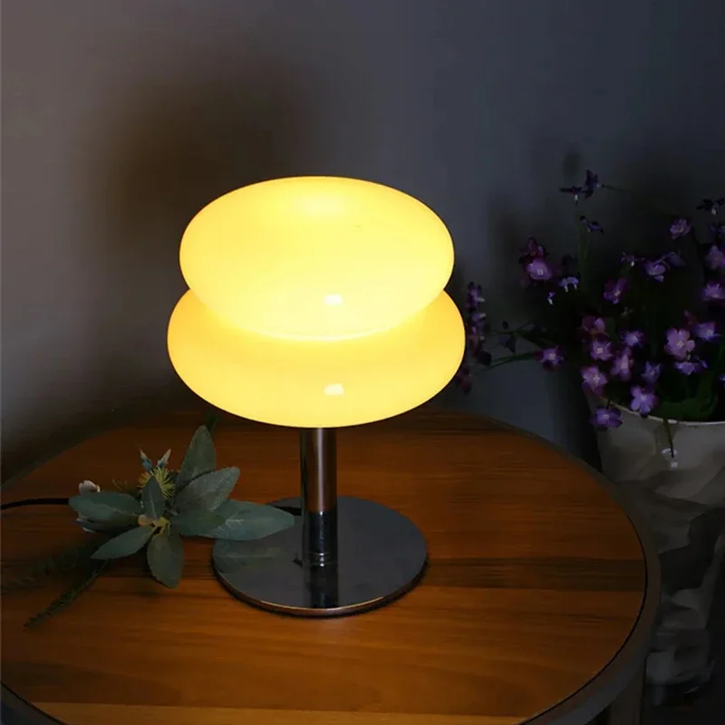 Italian Designer Glass Egg Tart Table Lamp Led Home Decor Atmosphere Stained Desk Lamps Bedroom Bedside Children\'s Night Light