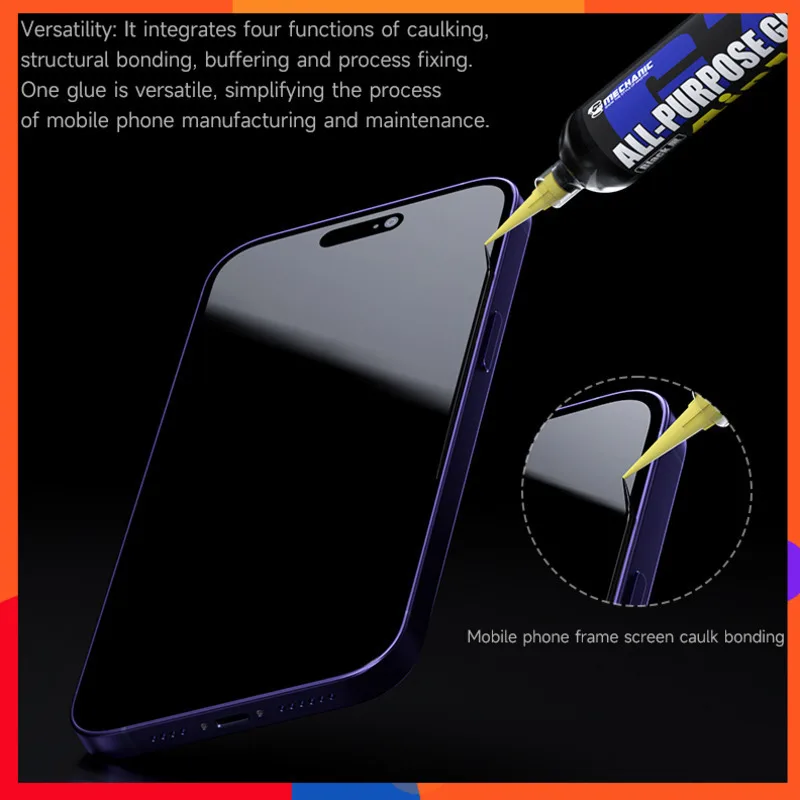 

ALL-PURPOSE GLUE 4in1 Black/White Super Strong Bonding Waterproof 5min Surface Dry 20min Full Cure for Frame Back Cover Caulking