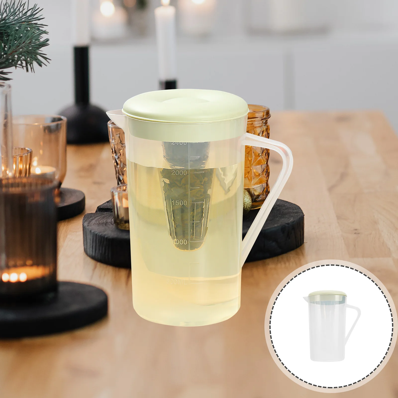 

2 Liter Water Pitcher Plastic Jug With Lid Large Capacity For Drinking Water Iced Tea Juice Hot Tea Milk Formula Kitchen