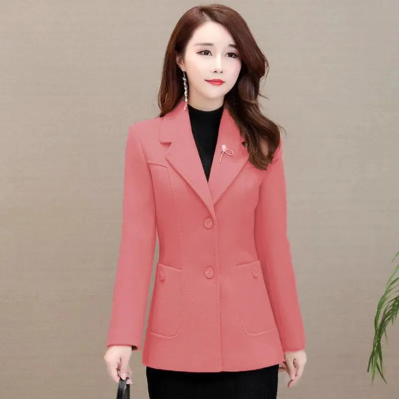 

Новое модное шерстяное пальто для женщин, осень-зима, женские короткие шерстяные пиджаки среднего возраста, куртка, повседневные костюмы для мам, верхняя одежда, топы