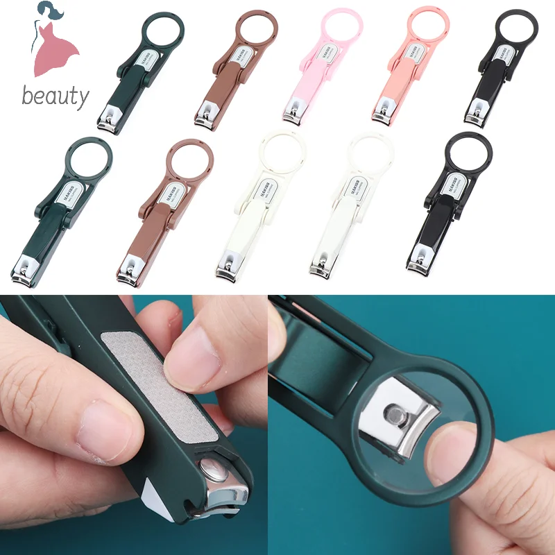 The Elderly Practical Nail Clipper With Magnifying Glass Anti-splash Toenail Fingernail Trimmer Stainless Steel Beauty Tools