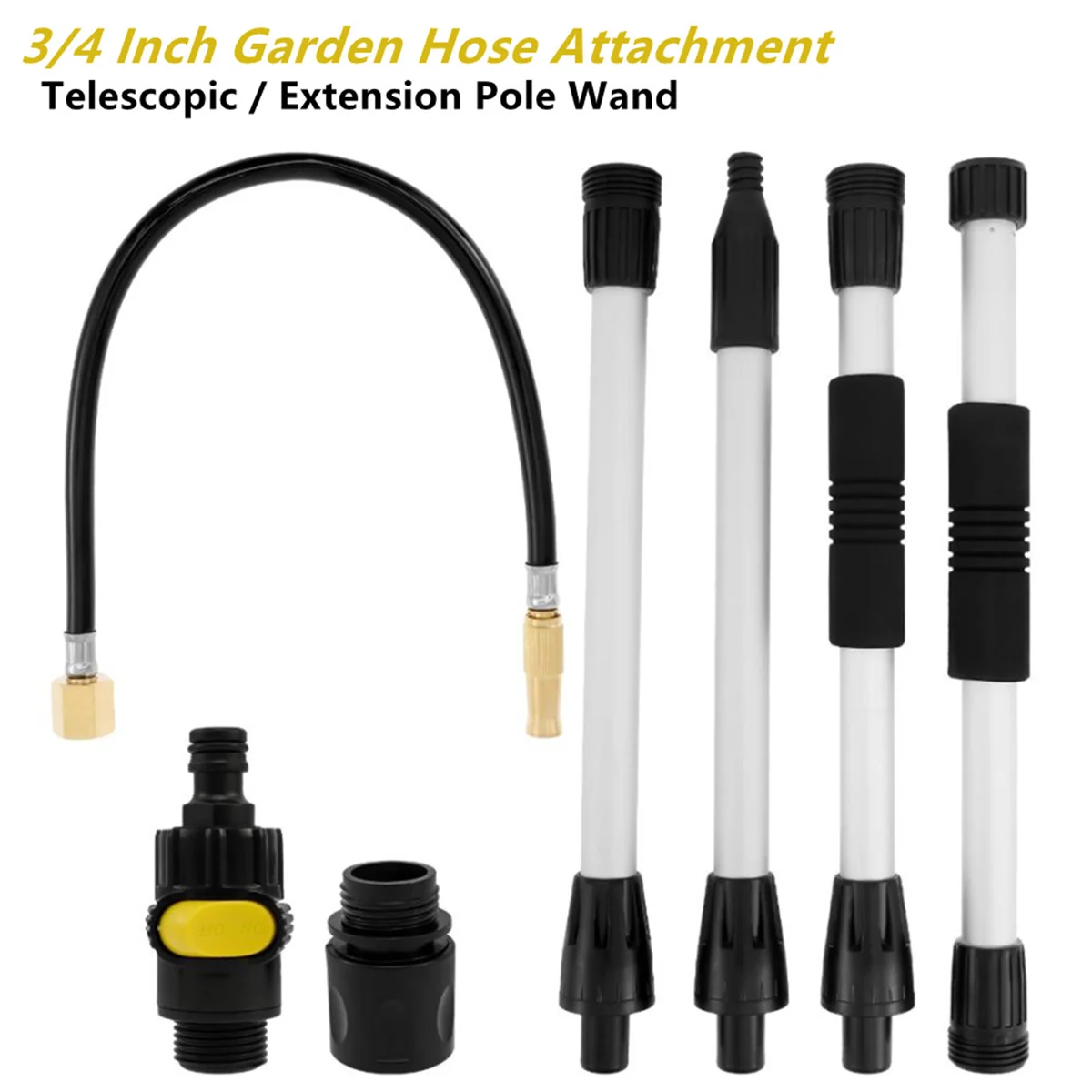 Gutter Cleaner Wand Flexible Bendable Nozzle Adjustable Extension Rod Kit for Garden Hose Attachment Roof Eaves Cleaning