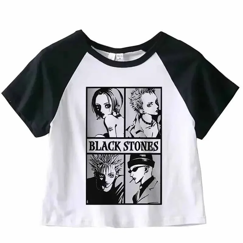 Nana Japanese Short Sleeves Anime Summer Crop Top T Shirt Casual Harajuku T Shirt Top Women Heart Graphic Tees Anime T-shirt