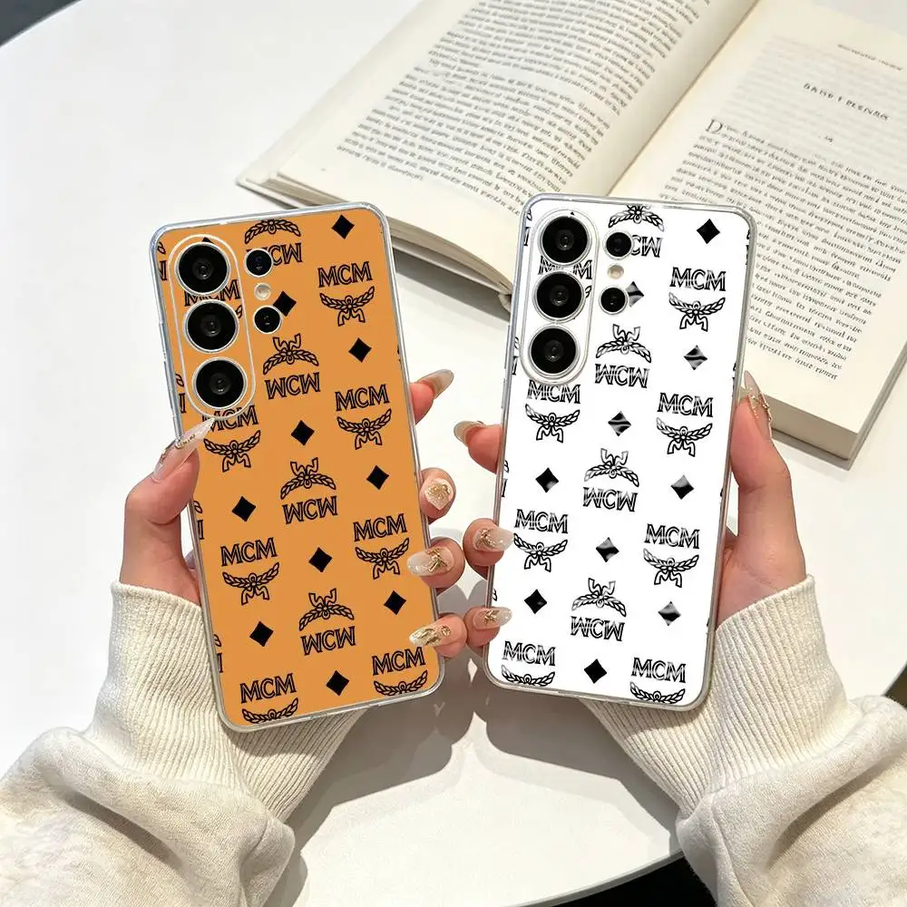 Luxury- brand  M-mcmess  Phone Case For Samsung S25,S24,S21,S22,S23,S30,Ultra,S20,Plus,Fe,Lite Transparent Cover