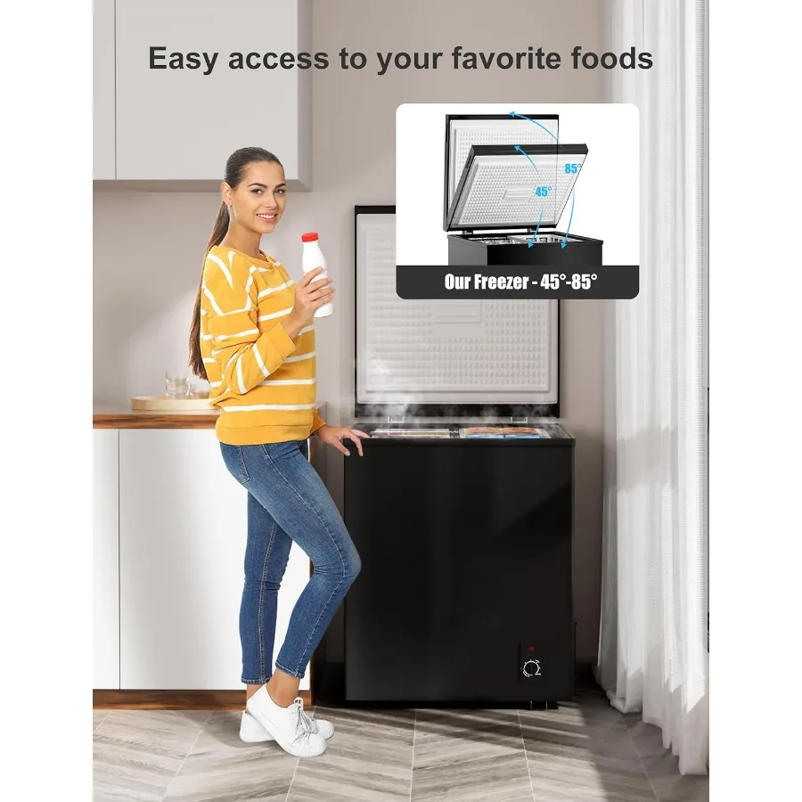Congelador horizontal compacto de 3,5 cuft para apartamentos RVs e garagens - Mini freezer com eficiência energética com cestas removíveis e Q