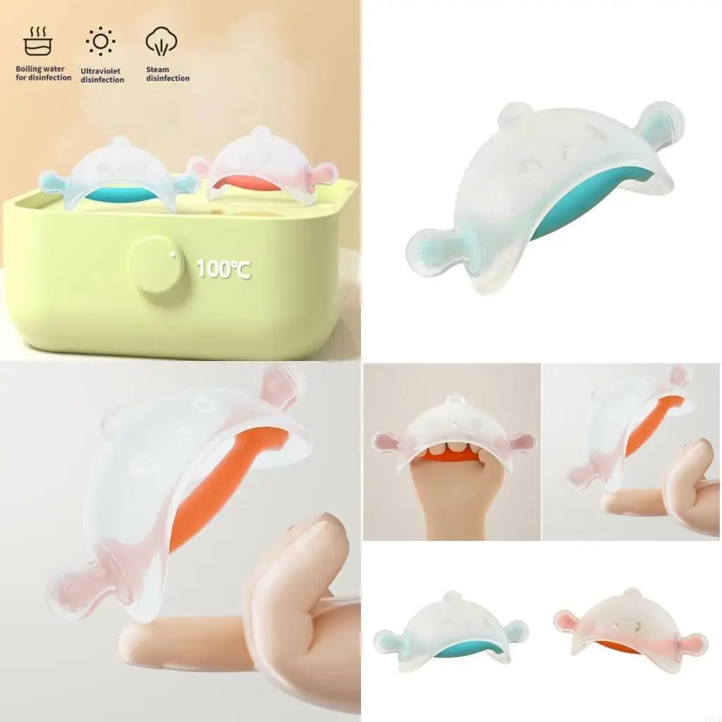 

K8GF Infant Teething Toy Cartoon Teether with Bright Color and Mushroom Prevents Swallowing for Home and Travel