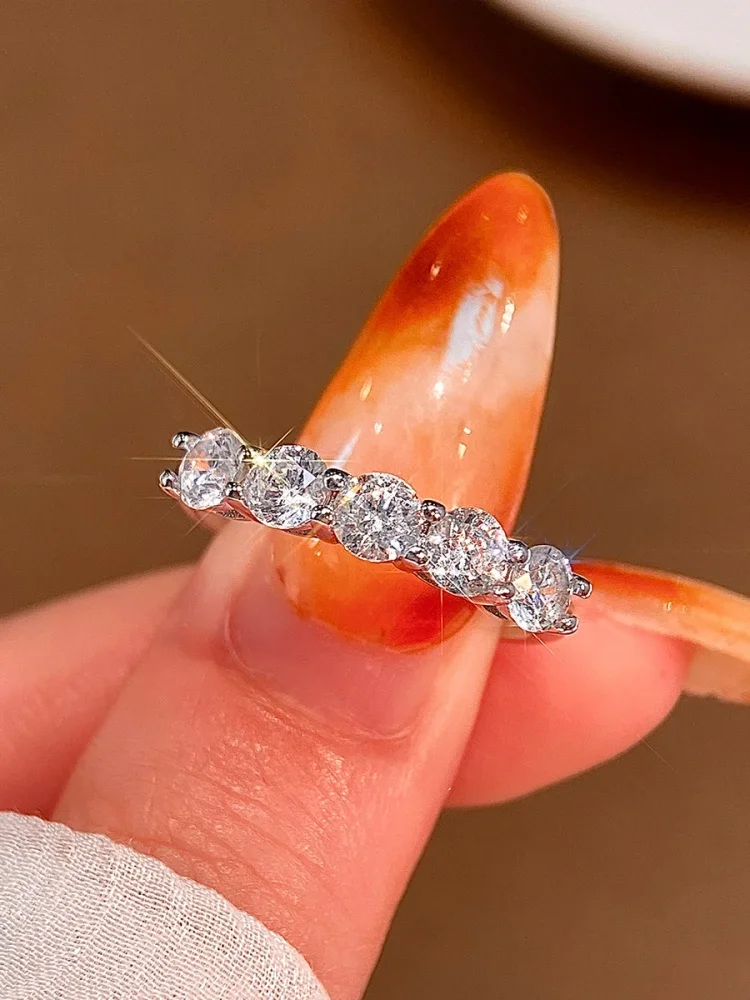925 Sterling Silver Multicolor Classic Shiny Five Star Zircon Ring For Women Engagement Wedding Luxury High Quality Fine Jewelry