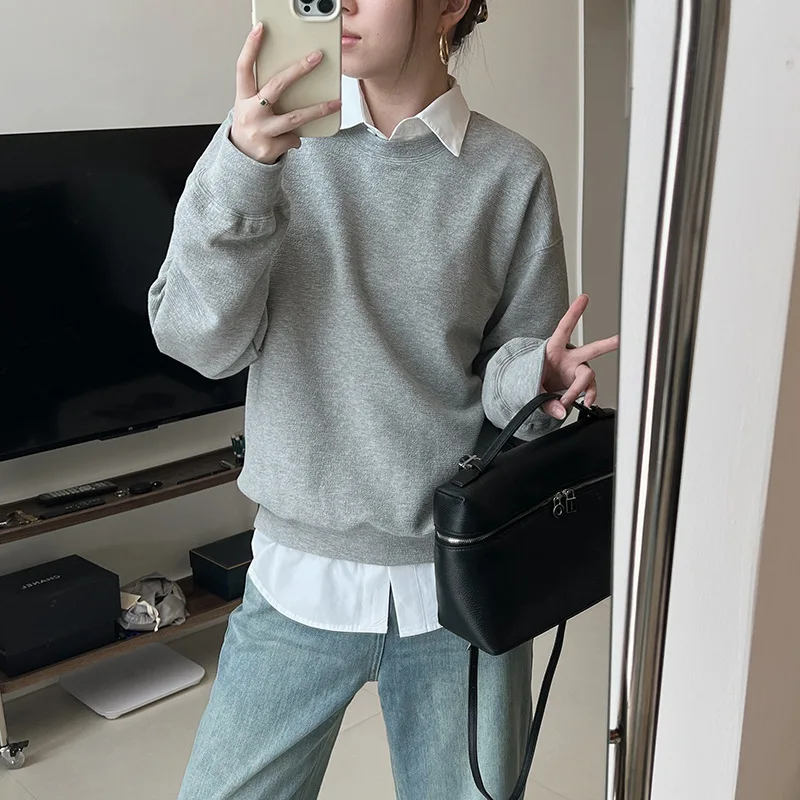 

2025 Basic Comfortable Round Neck Pullover Sweater Women's Autumn and Winter New Loose Casual Sports Sweater