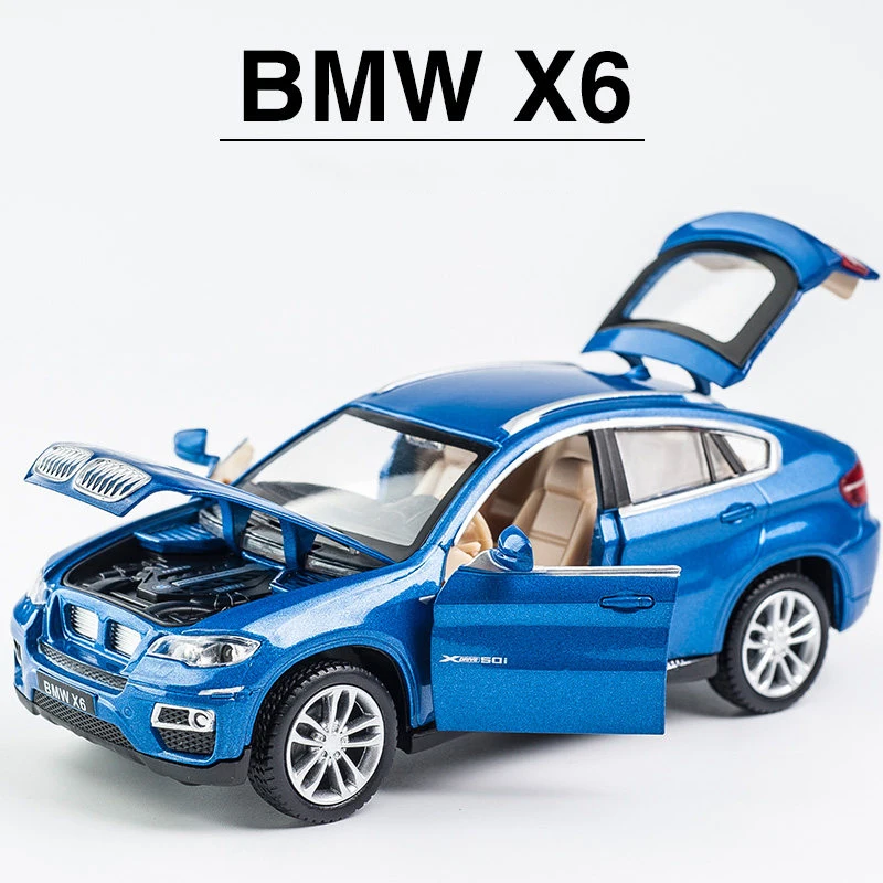 1:32 BMW X6 SUV Alloy Muscle Car Model Sound and Light Pull Back Children\'s Toy Collectibles Birthday gift