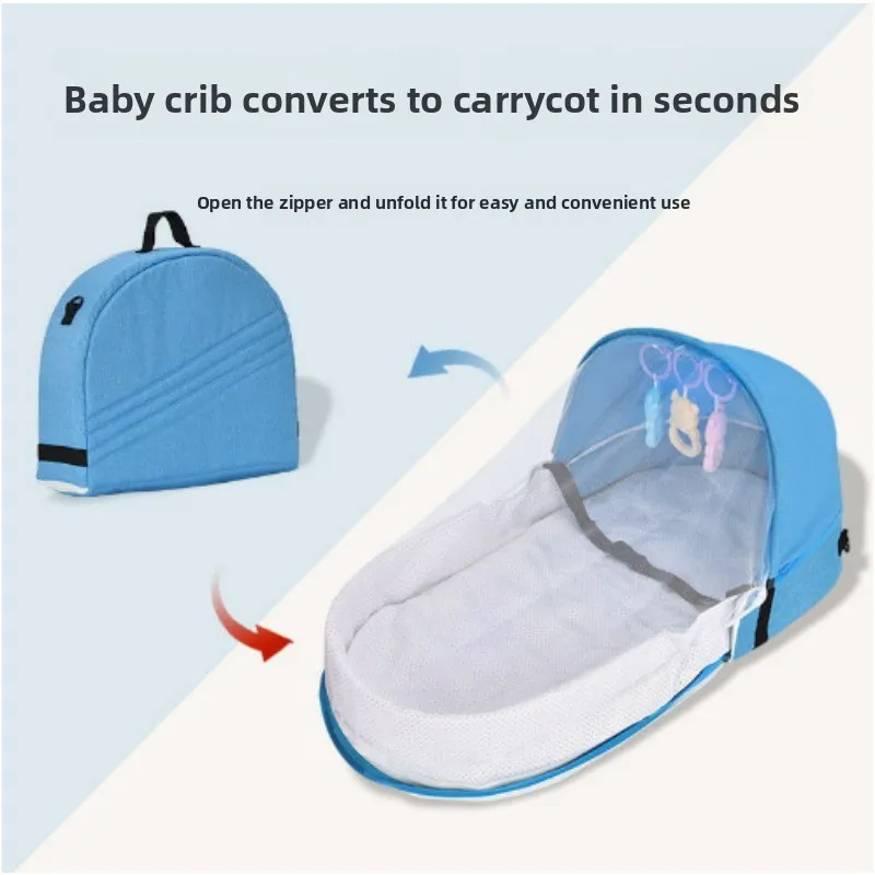 Convenient Folding Anti Pressure Baby Crib  Middle Bed  Newborn Baby Isolation  Biomimetic Outdoor Travel Baby Crib