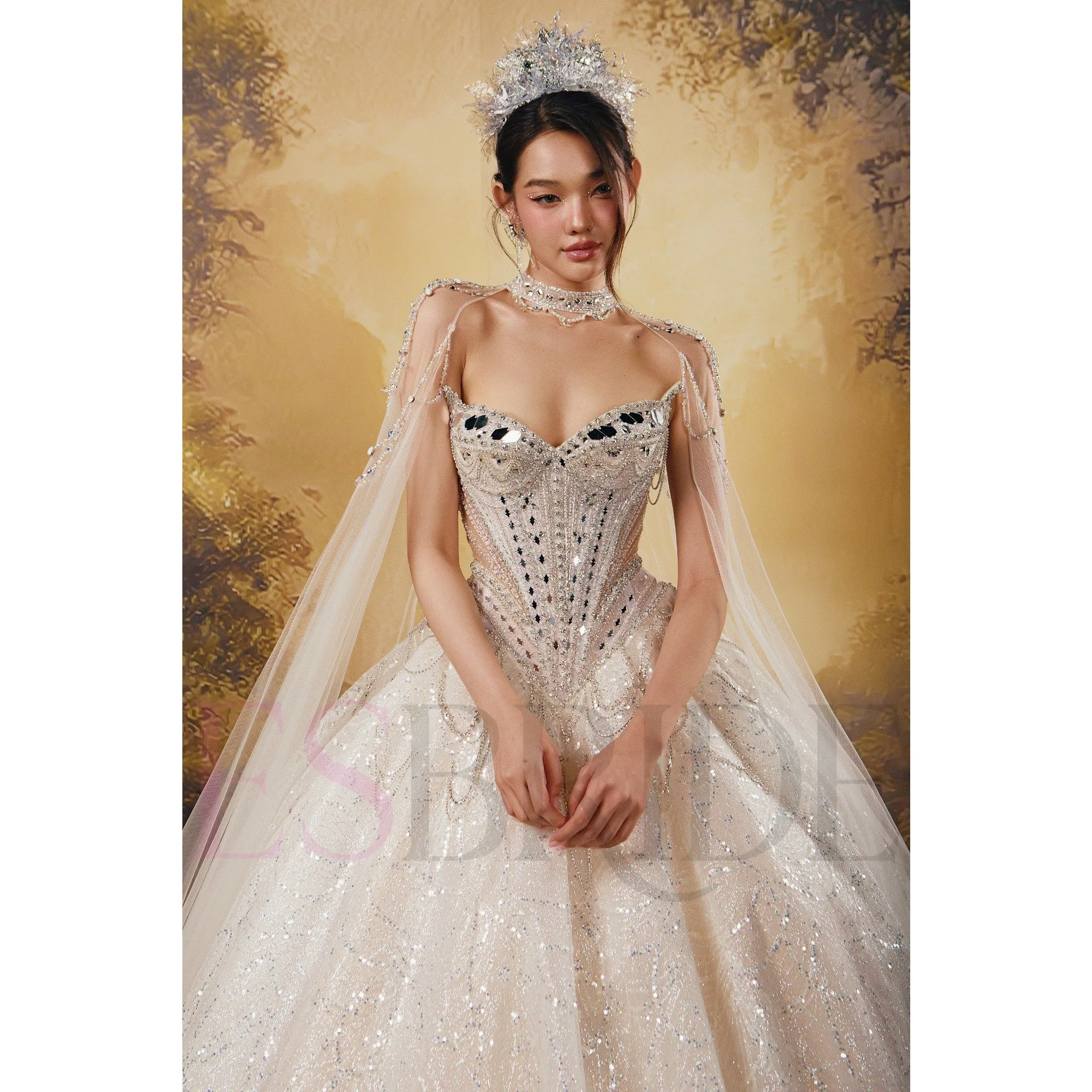 ESBRIDE Elegante abito da sposa bianco Abito da sposa modesto senza spalline Abiti da sposa senza maniche Abiti da sposa personalizzati per la sposa