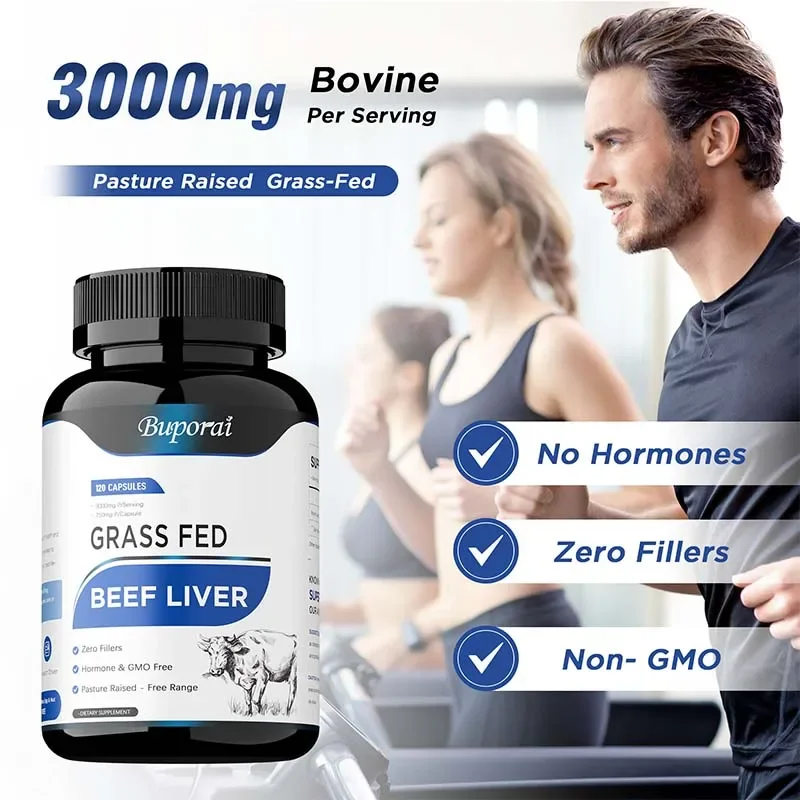 كبسولات كبد لحم البقر من جراس فيد - تعزز إنتاج خلايا الدم الحمراء، ويزيد من مستويات الطاقة، ويحسن صحة البشرة والرؤية