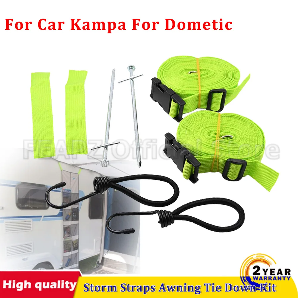 

2Sets For Car Kampa For Dometic Storm Straps Awning Tie Down Kits Caravan Motorhome Green Car Accessories