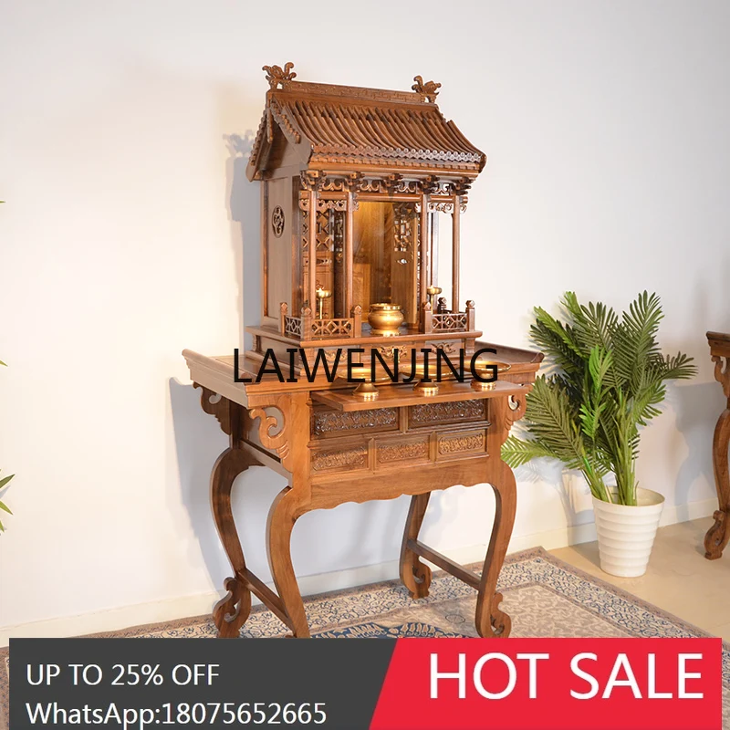 LYN Solid wood Buddhist niche with door Standing cabinet Supply table Buddha statue Guanyin Taiwan God of Wealth cabinet