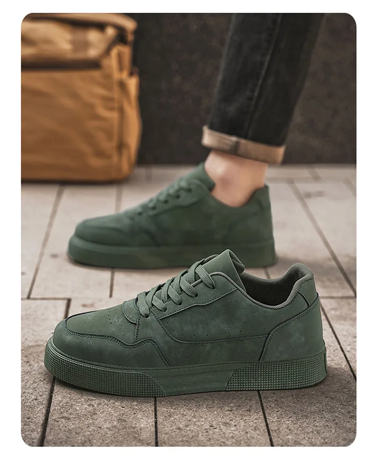 Herren-Skate-Sneaker aus einfarbigem Wildleder, niedrig geschnitten, zum Schnüren, weiche, rutschfeste Freizeitschuhe für den täglichen Weg zur Arbeit, Spaziergänge auf der Straße, Einkaufen, Autofahren – Detail 10