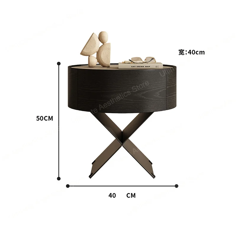 Space Saving Simple Nightstands Round Design Quality Display Bedside Tables Trendy Italian Mesitas De Noche Bedroom Furniture