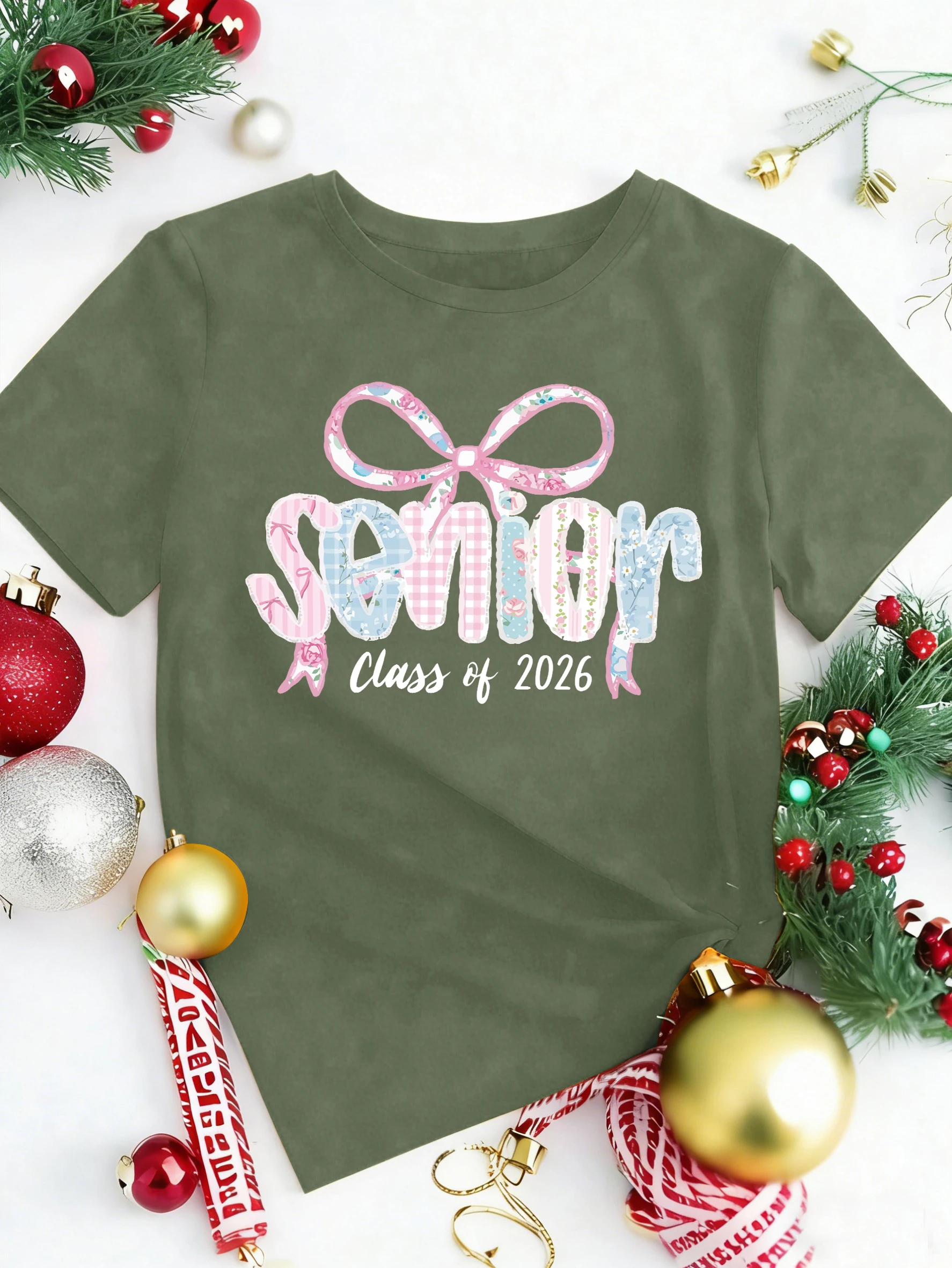 

Senior Class Of 2026 Print Basics Daily T-Shirt Woman Soft Summer Tee Shirt O-Neck Casual Short Sleeve All-Match Hip Hop Top