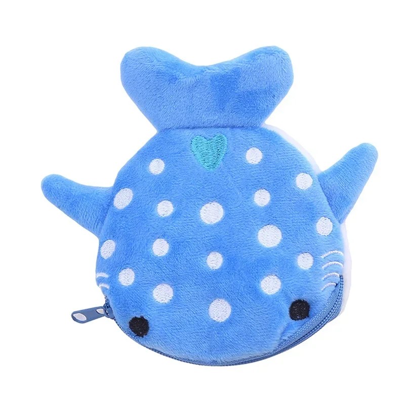 Simpatico cartone animato balena squalo portamonete portafoglio Kawaii portamonete portatile in peluche chiave auricolare portamonete borsa con cerniera regalo per bambini