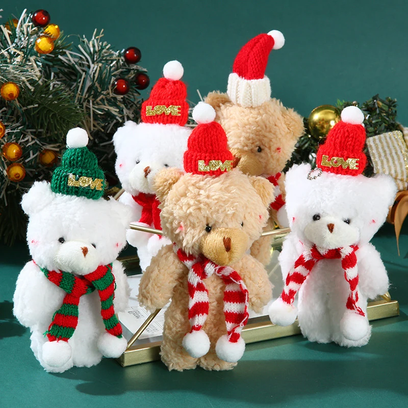 Orso di Natale Bambole di peluche Peluche Natale Simpatico cuscino di Natale Giocattoli di peluche Regali di Natale Ciondolo portachiavi con ciondolo borsa Kawaii