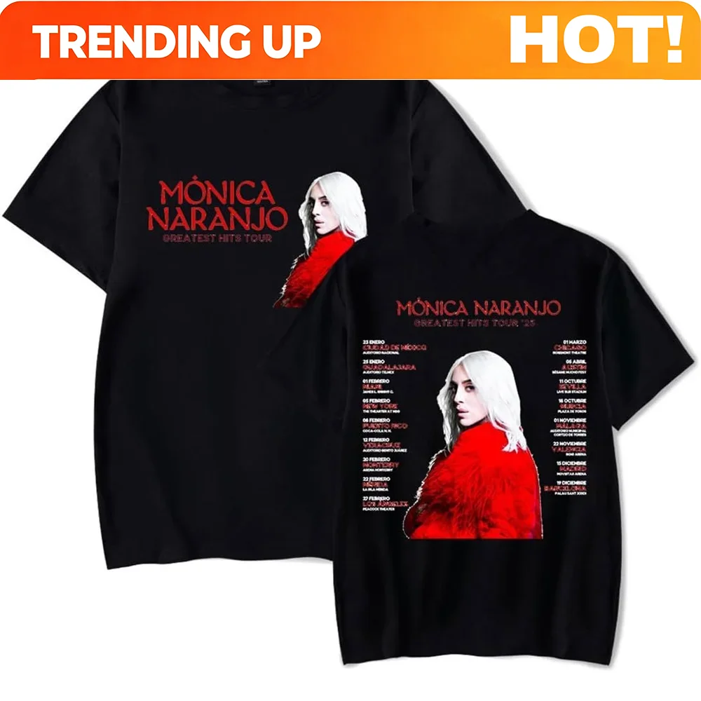 Monica Naranjo Greatest Hits Tour 2025 Merch Short Sleeve T-shirt Unisex Fashion Crew Neck Top