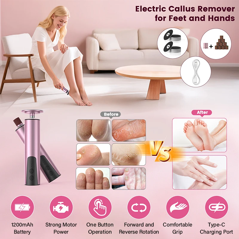 Herramienta para el cuidado de los pies Herramientas eléctricas para el cuidado de los pies y las manos 2 en 1 Esmalte suave para eliminar la piel muerta y las cutículas con arena de repuesto