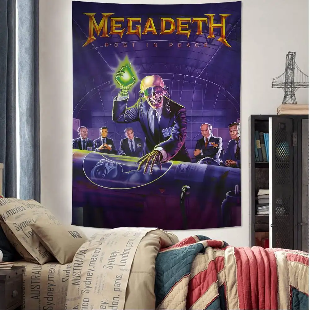 Classic Heavy Metal Rock Band Megadeths Album Cartoon Tapestry Wall Hanging Decoration Household Home Decor