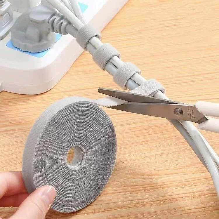 1/5 متر مدير الكابلات كابل بيانات تخزين قطعة أثرية الفيلكرو قابلة لإعادة الاستخدام رباط للكابل النايلون الحرة قطع مكتب منظم للأسلاك كابل ملزمة الشريط