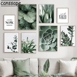 Nature Wall Art Print Succulent Plants Posters Flower Green Plant Leaves Canvas Painting Nordic Wall Pictures Living Room Decor