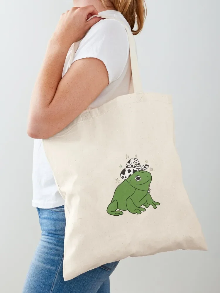 Cowboy Froggie Design Tote Bag shopping bag reusable shopping bags eco bag folding tote bags men