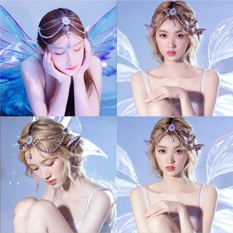 بريق اللاتكس آذان أنيمي الملاك الشيطان تأثيري الجنية Elf آذان تنكرية ازياء الدعائم هالوين عيد الميلاد الترتر الديكور #5