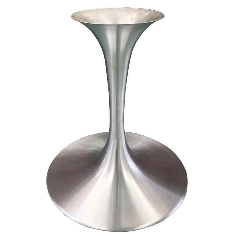 

Spinning forming trumpet brushed table leg stainless steel base dining table