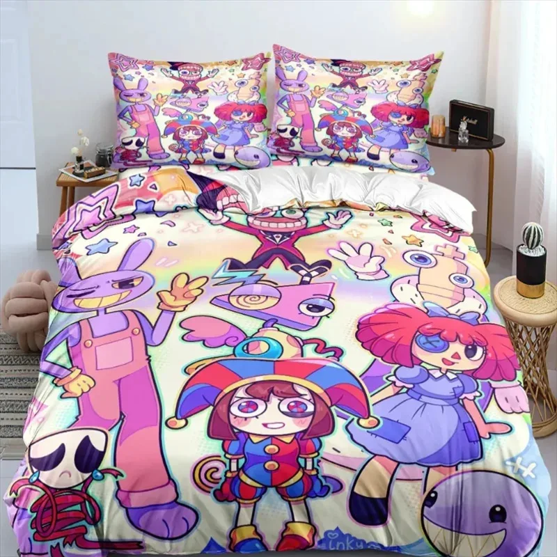 

3PCS Single-sided CIRCUS Cartoon Printed Comforter BeddingSets Comfortable Bedspreads Comforter Duvet King Queen Bedding Gift