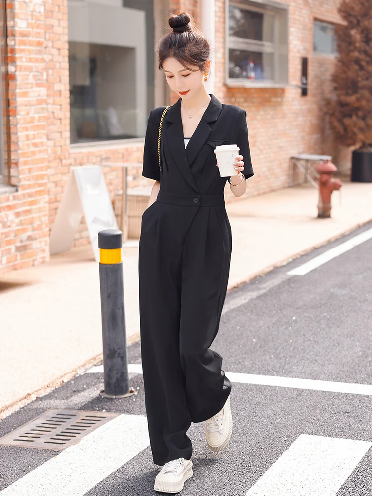 

Женский комбинезон Ele Busin с воротником-стойкой, модный, стройнящий, повседневный, для офиса, летний, новинка