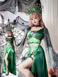 Halloween adult Greek mythology siren cosplay costume Medusa snake cape cos long dress