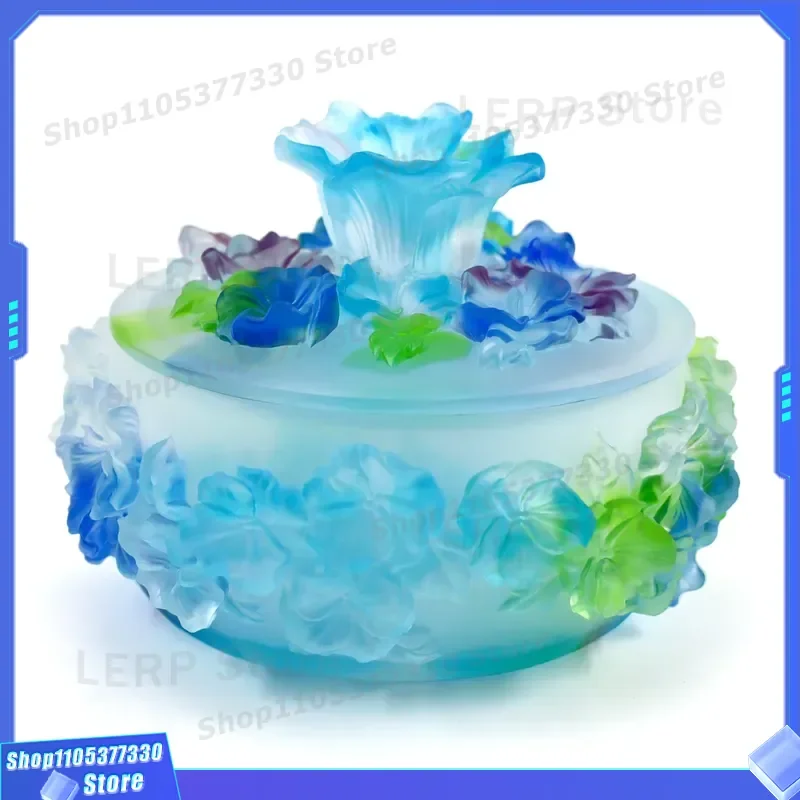 Art Deco Crystal Glazed Round Candy Jar Creative Novelty Crafts with Lucky Clover Pattern for Home Gift Decorations Storage