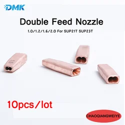 10 unids/lote soldadura láser boquilla de alimentación de doble cable Qilin SUP accesorios de alimentador de doble cable boquilla de doble guía SUP21T SUP23T