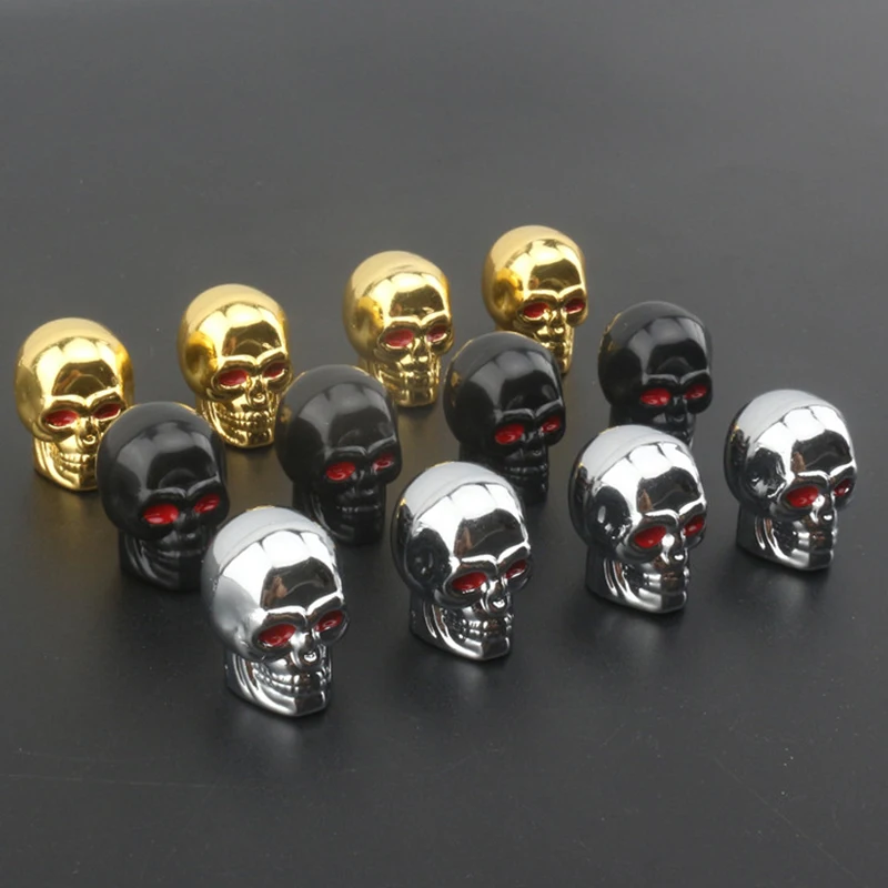 4Pcs Skull Valve Caps ABS Car Wheel Plugs For Alloy Wheels Tire Valve Cap Auto Valve Cover Nipple Caps For Cars Motorcycles Bike