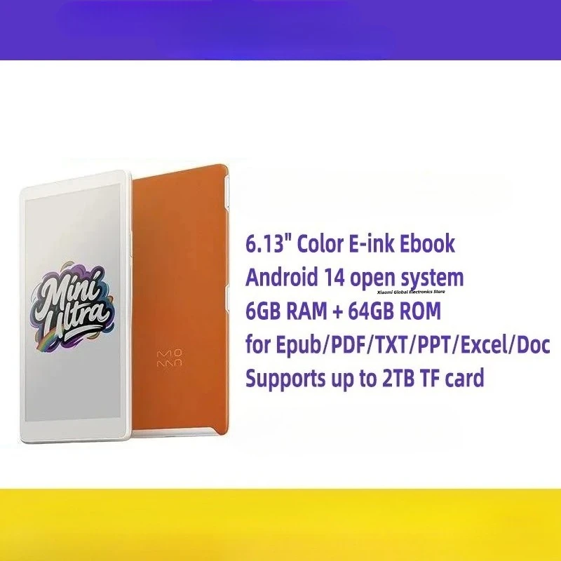 Ultra Color E-book Reader, 6.13-inch Smart E-ink Reader 6+64GB, Android 14 System, Supports Up To 2TB TF Card