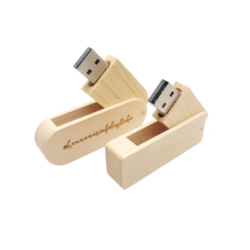 Free Custom Laser Engraving LOGO Maple Wooden Rotate USB2.0 Flash Drive 4GB 8GB 16GB 32GB 64GB 128GB