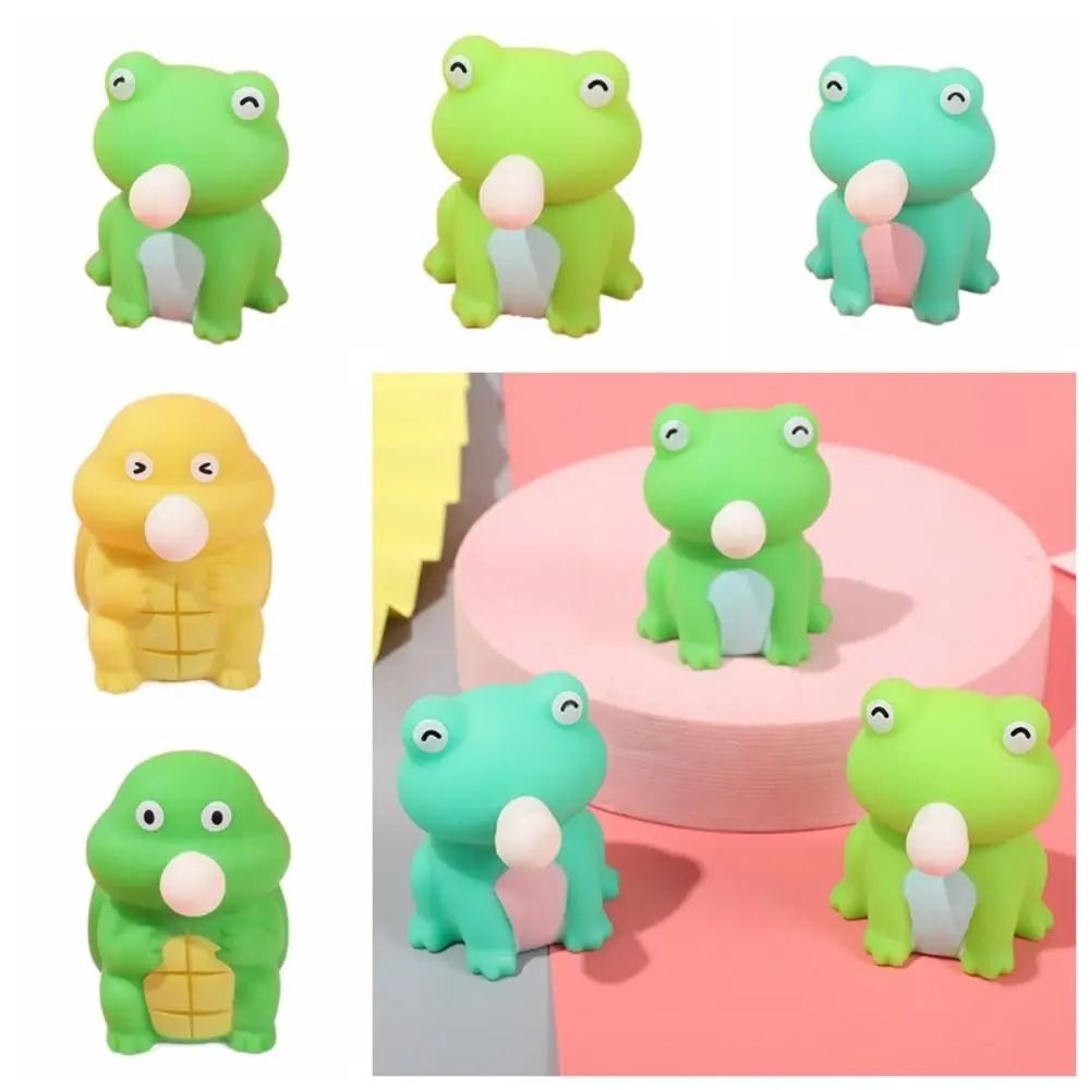 Juguete de Frog Squeeze Bubble Spitting, Fun Blow Bubble, Fidget Pinch Tortoise, Cartoon Pu Soft Pinch Toys, decoraciones de escritorio