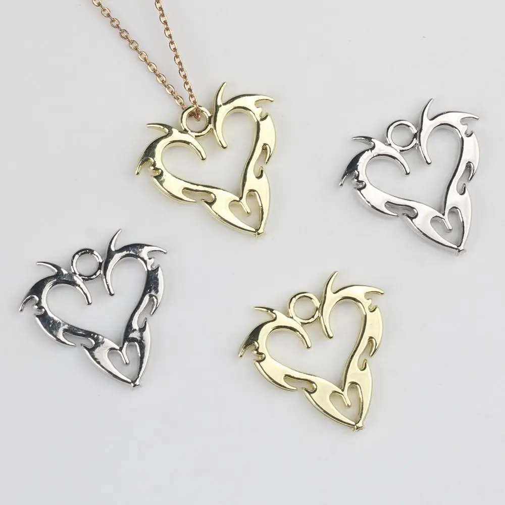 10pcs/lot 20*19MM Zinc Alloy Hollowed-out Heart-shaped Pendant Charms DIY Necklace Bracelet Earrings Accessories